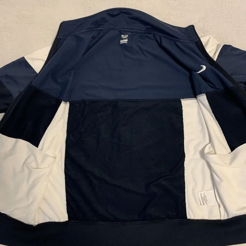 NIKE‎ Mens Large Blue Black White Block Pattern Running Jacket Full zip Front